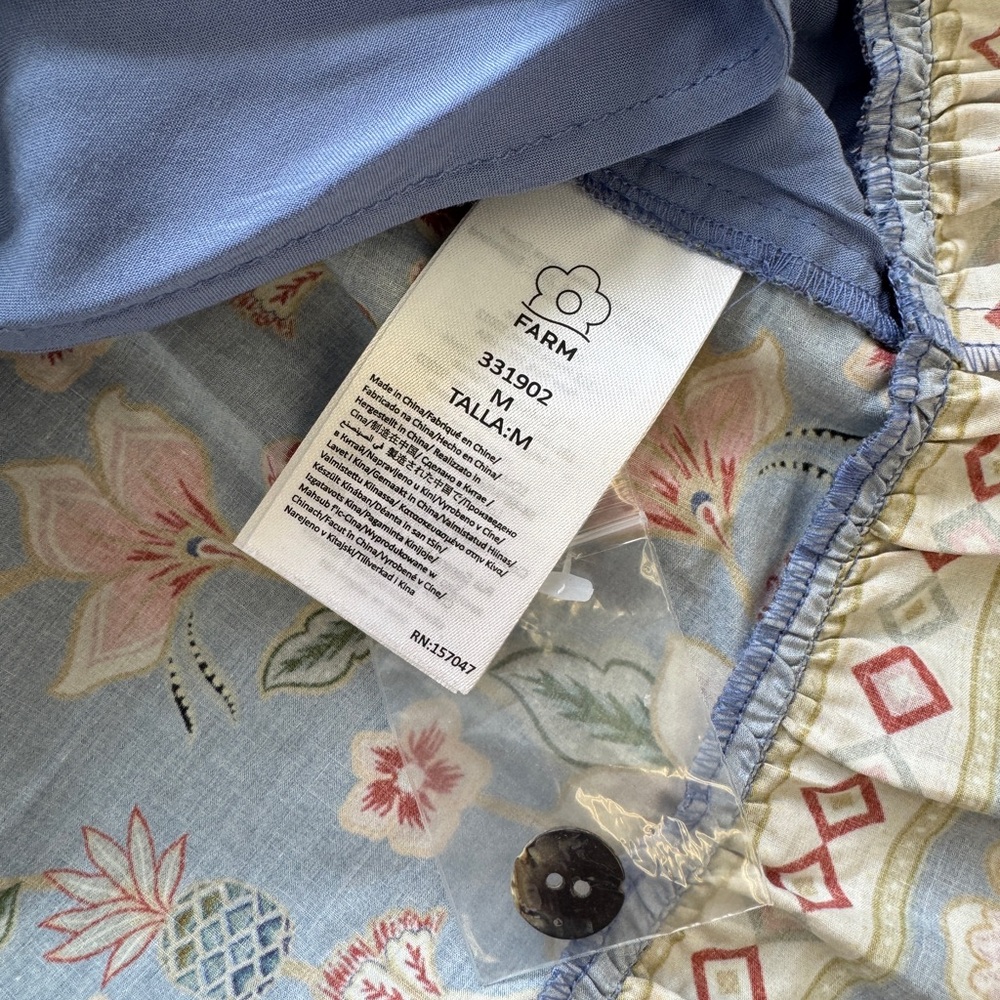 FARM Rio Blue Floral Midi Dress with Pink & Green Accents - Picture 8 of 16
